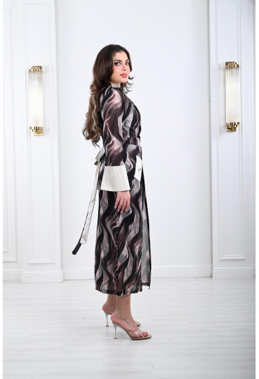 فستان ميدي أنيق بنمط كتل الألوان