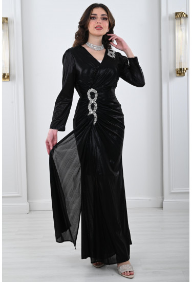 فستان سهرة طويل بنمط عصري أنيق