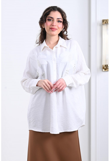 بلوزة نسائية مرصعة بخرز لامع بلوزة نسائية مرصعة بخرز لامع