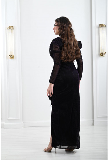 فستان نسائي سهرة بنسيج لامع و مميز فستان نسائي سهرة بنسيج لامع و مميز