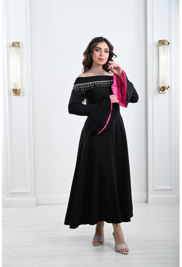 فستان نسائي أوف شولدر بهدب متدلي