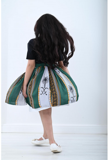 تنورة أطفال بناتي برسومات شعار المملكة السعودية تنورة أطفال بناتي برسومات شعار المملكة السعودية