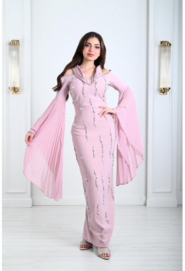 فستان سهرة نسائي بأكمام بيليسيه واسعة