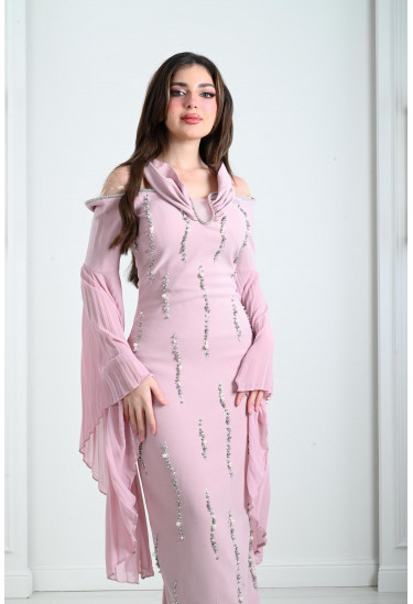 فستان سهرة نسائي بأكمام بيليسيه واسعة