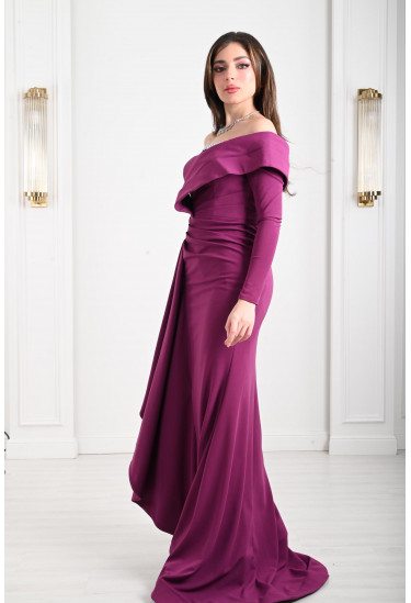 فستان سهرة نسائي بقصات متداخلة 