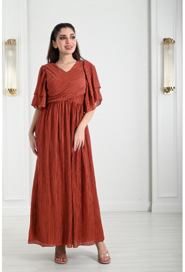 فستان نسائي طويل مجعد فستان نسائي طويل مجعد