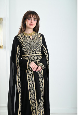 جلابية تراثية بأكمام طويلة مفتوحة 