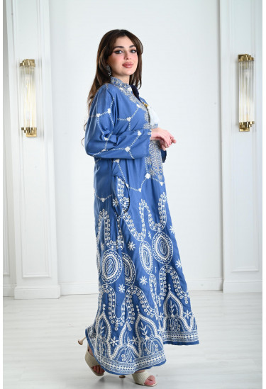 جلابية مطرزة نمط جيوب 