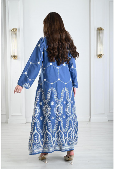 جلابية مطرزة نمط جيوب 