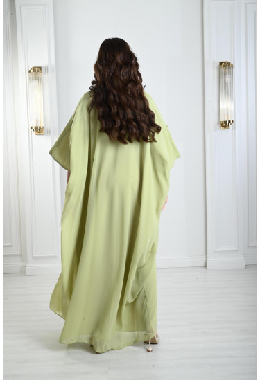 جلابية نسائية مطرزة بالخرز نمط زهرة 