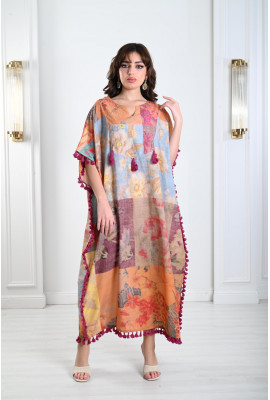 جلابية نسائية نمط دلايات من الخيوط 