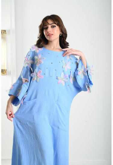 جلابية نسائية مزينة بوردات ناعمة 