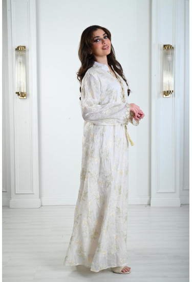 جلابية نسائية بتطريز فضي براق