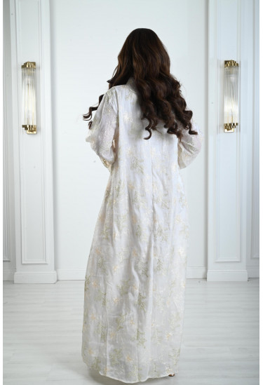 جلابية نسائية بتطريز فضي براق