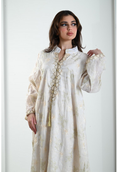 جلابية نسائية بتطريز فضي براق