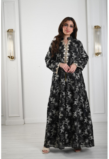 جلابية نسائية بتطريز فضي براق