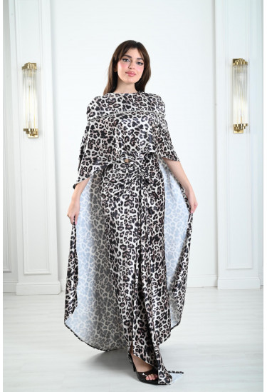 فستان راقي مزين بنقشة الفهد 