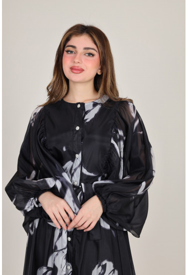 فستان ماكسي بنقوش زهرية أنيقة فستان ماكسي بنقوش زهرية أنيقة