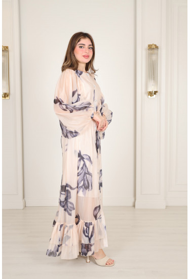 فستان ماكسي بنقوش زهرية أنيقة فستان ماكسي بنقوش زهرية أنيقة