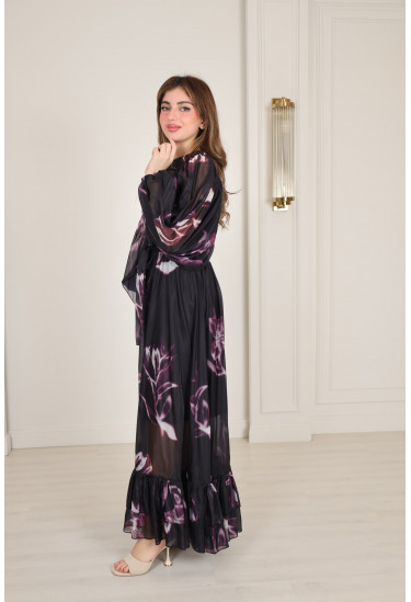 فستان ماكسي بنقوش زهرية أنيقة فستان ماكسي بنقوش زهرية أنيقة