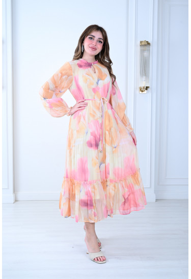  فستان ربيعي بنقوش زهرية راقية