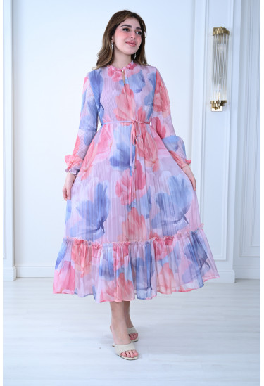  فستان ربيعي بنقوش زهرية راقية