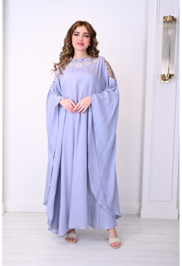 جلابية أنيقة  بتصميم فضفاض وتطريز جذاب