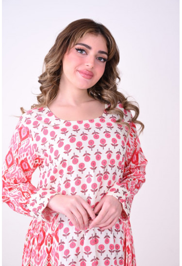 جلابيه بطباعات الورود والنقوش الملونه جلابيه بطباعات الورود والنقوش الملونه