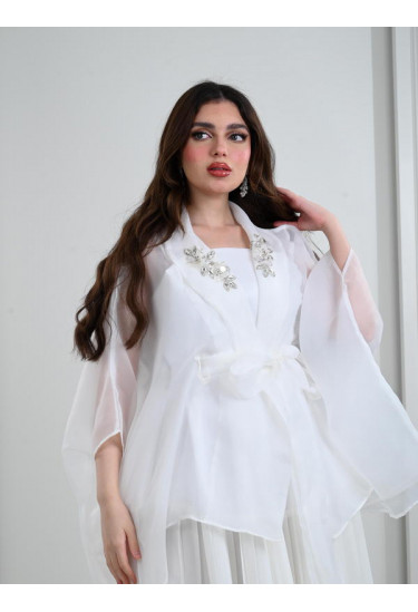فستان نسائي طويل شيفون مع كيمونو مميز