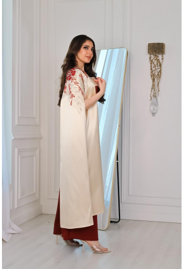 فستان نسائي طويل بوشاح 