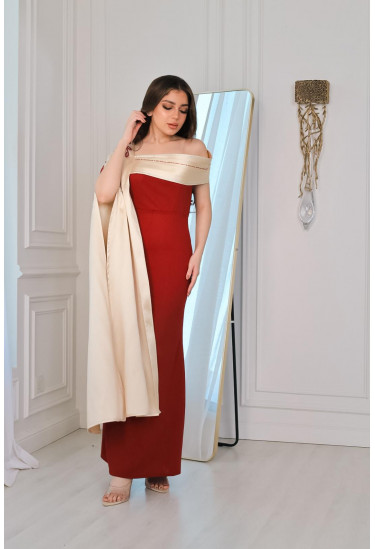 فستان نسائي طويل بوشاح 