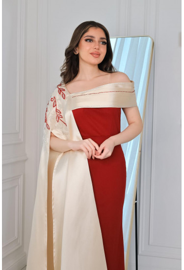 فستان نسائي طويل بوشاح 