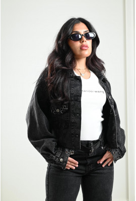 جاكيت جينز بحلقات كبس