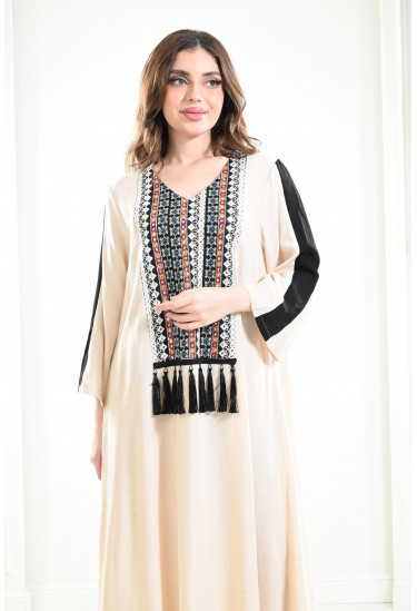 جلابية كتان بأكمام 3/4