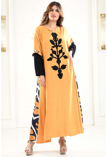 جلابيه كتان طويلة مطرزة جلابيه كتان طويلة مطرزة