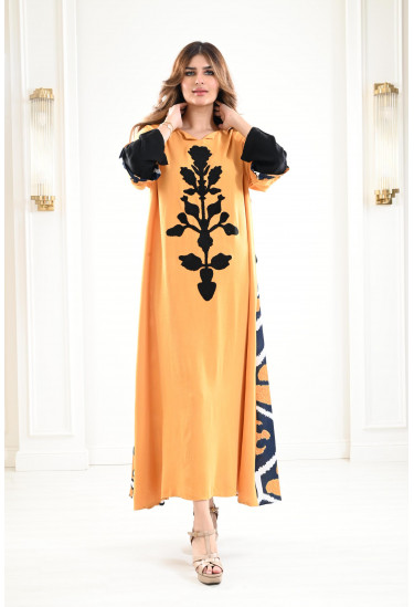 جلابيه كتان طويلة مطرزة جلابيه كتان طويلة مطرزة