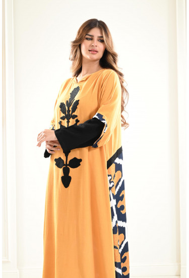 جلابيه كتان طويلة مطرزة جلابيه كتان طويلة مطرزة