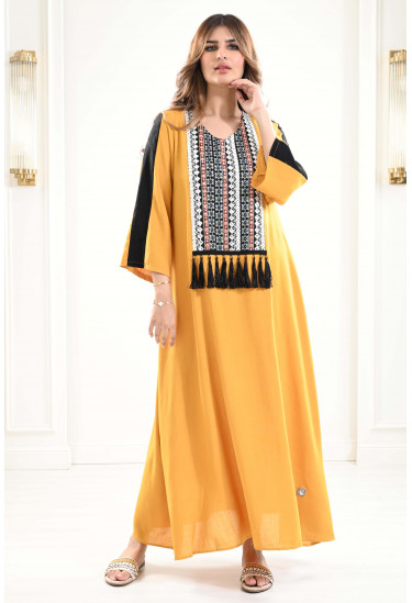 جلابية كتان بأكمام 3/4