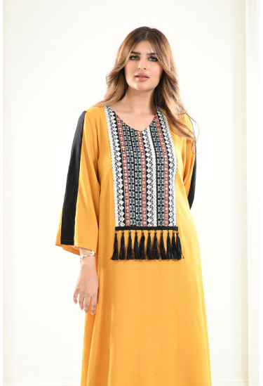 جلابية كتان بأكمام 3/4