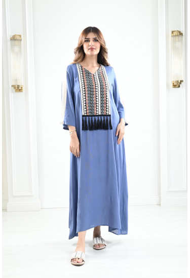 جلابية كتان بأكمام 3/4