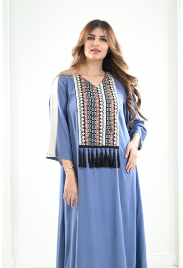 جلابية كتان بأكمام 3/4