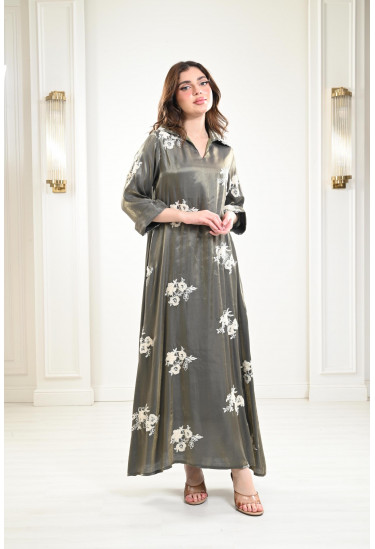 جلابية حرير مطرز