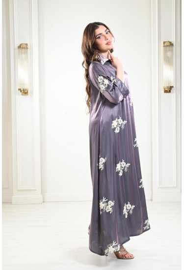 جلابية حرير مطرز