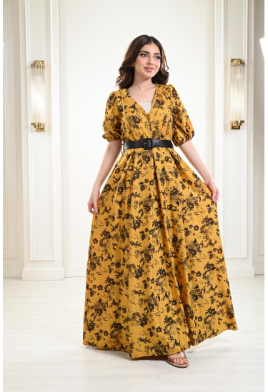 فستان طويل بأكمام قصيرة