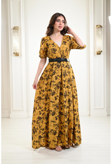 فستان طويل بأكمام قصيرة