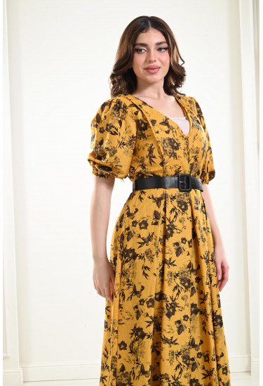 فستان طويل بأكمام قصيرة