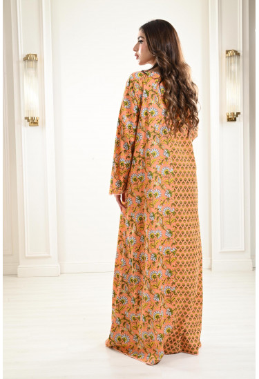  جلابية منقوشة بأكمام واسعة