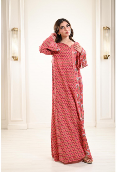  جلابية منقوشة بأكمام واسعة