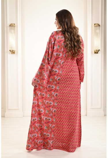  جلابية منقوشة بأكمام واسعة