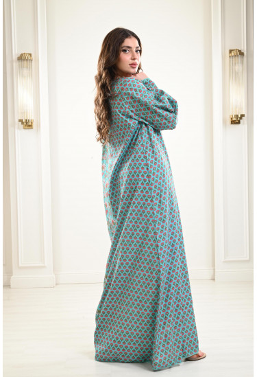  جلابية منقوشة بأكمام واسعة